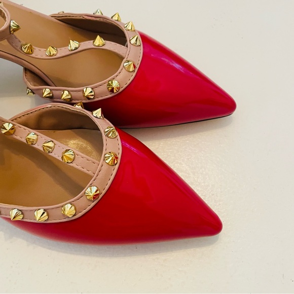 Rivet Studded Point Toe Heels - Picture 5 of 10